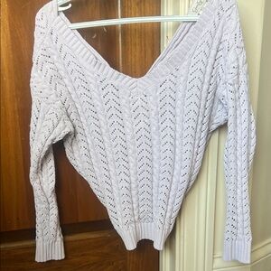 Small Jessica Simpson Light Purple V-Neck Back Twist Chenille Woven Sweater